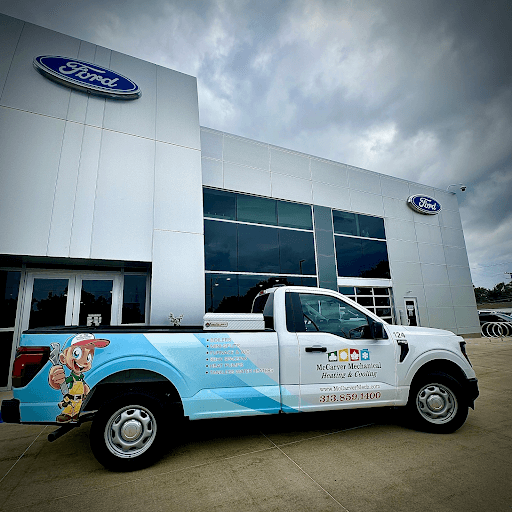 Our beautiful truck parked outside a Ford Dealership in St. Clair Shores