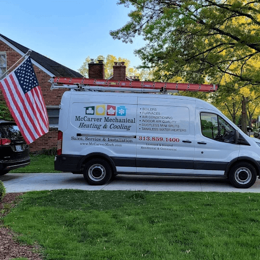 McCarver Mechanical truck in a driveway ready to help with a customer’s Warren HVAC service